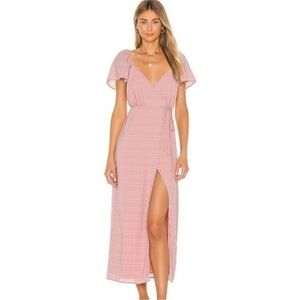 Privacy Please X Revolve Cassidy Light Pink Flutter Sleeve Wrap Midi Dress Sz S